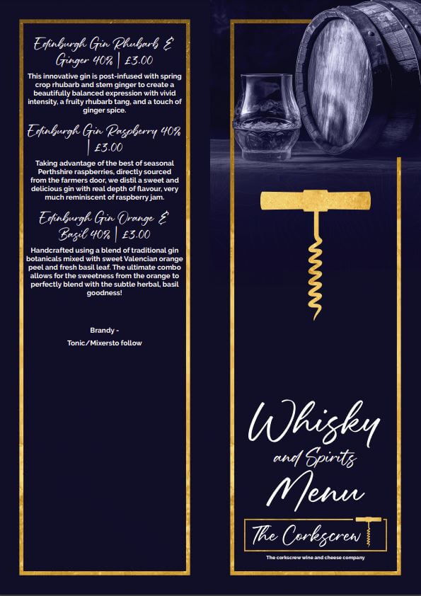 whisky and spirit menu 1